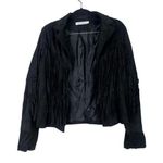 NEW! Western Fringe Soft Faux Suede Open Style Lined Jacket Coat M Black Size M Photo 1