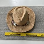 Straw Cowboy Hat with Leather Bow and Mother of Pearl Beads Buttons One Size Tan Photo 6