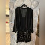 DKNYC Black Formal Long Sleeve Sheer Sequin Party Dress Photo 1