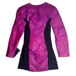 Vintage 90s Barbiecore Chia Pink Purple Leather Zip Bodycon Mini Dress Sz L NEW Size L Photo 9