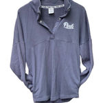 PINK - Victoria's Secret  Sweatshirt Women's XS  1/4 Snap Mock Neck Gray Photo 0