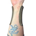 Wide Cuff Bangle Bracelet with Turquoise Diamond Shape Center Piece Silver Photo 4