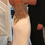 White & Gold Sequin Prom Dress Size 4 Photo 0