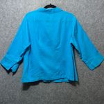 Talbots Irish Linen 3/4 Sleeve Button Front Shirt Blue Size 12W 100% Linen Photo 5