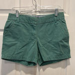 J.Crew  Chino Shorts Womens 4 Green Low Rise Zip Fly Side Pocket Flat‎ Front Photo 0
