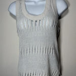 ZARA Size Small White Metallic Thread Open Knit Crochet Sleeveless Top Boho Photo 0