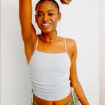 Aerie  Ruched Cropped Square Neck Tank Top Size Small light greenish gray Photo 1