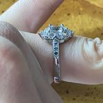Natural Aquamarine Blue Diamond Sterling Silver Ring Size 5.75 Photo 2