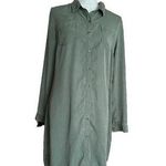Merona  Women M Olive Green Long Sleeve Button Up Shirt Dress Casual Photo 0