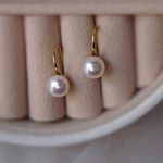 Elegant White Pearl Dangle Drop Earrings for Women,Pearl Earrings Gold Photo 0