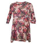 Boden 3/4 Sleeve Floral Mini Dress Pink Size 10R Beige Tan Pink Boho Blue Photo 1