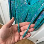 Retrofête Retrofete Tara Sequin Crochet Lone Sleeve Mini Dress in Aquamarine M/L Photo 5