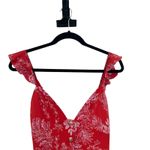 Free People Be The One Jumpsuit Floral Print Button Wide Leg Red Size 4 Photo 3