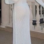 Commense Cover Up Long Sleeve Open Back Long Dress size Xl White Photo 1