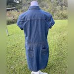 Faded Glory  denim pullover midi dress button/zip closure, collared cap sleeves. Photo 5