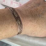 Bell VTG  Copper stamped etched western cuff bracelet Aztec Photo 6