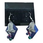 Silver and Blue Dangle Cowboy boots Earrings Photo 0