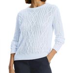 Theory  light blue Women’s linen blend Cable Knit Sweater size L NWT Photo 0
