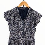 Madewell Silk Blue Shirtdress Newsprint Floral Above Knee Button Dress size 8 Photo 3