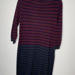 Talbots Womens Size M Sweater Dress Wool Blend Striped Burgundy Grey Navy Blue Photo 4