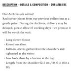 Sézane Sezane Black Benedicte Poof Button Sleeve Blouse Photo 4