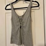 Urban Outfitters Project Social T Lace-Up Ribbed Grey Tank Top Photo 2