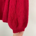 ANDRÉE BY UNIT Red V Neck Knit Sweater Balloon Sleeve Women's Size L Size L Photo 3
