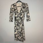 Diane Von Furstenberg  Vintage DVF Wrap Dress Silk Floral Black Cream Size 8 Photo 1