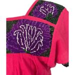 Mexican Embroidered Peasant Blouse Floral Ethnic Authentic Pink Purple Top Sz M Size M Photo 9