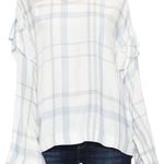 Vince Camuto Light Blue Checkered Top  Photo 0