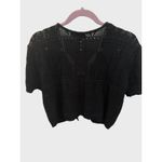 Vintage Black Cropped Crochet Open Knit S/S Sweater Y2K Festival Size XL Photo 5