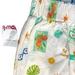 Midnight sky  White Orange Linen Blend Wide Leg Elastic Waist Pants sz L NEW Tags Photo 6