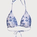 Berlook Floral Halter Triangle Bikini Top ONLY 27 Blue Size M Photo 5