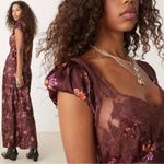Free People  Dainty Lace Retro 90s Butterfly Babe Maxi Dress Brown Combo Medium Photo 11