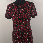 Ralph Lauren lauren black red floral top poppy short sleeve blouse Medium Zip Photo 0