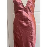 EXPRESS  Y2K Satin Slip Dress Sz 8 Metallic Pink Cocktail Strappy Sexy Date Fairy Photo 0