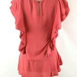 Harlowe $ Graham Harlowe & Graham Textured Ruffle Blouse Cap Sleeve Photo 4