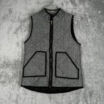 Merokeety Jacket Womens Small Black White Herringbone Vest Casual Neutral Preppy Photo 1