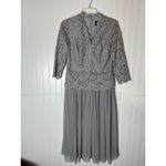 Alex Evenings  Women's Gray‎ Lace 3/4 Sleeve Midi Dress Special Occasion Photo 5
