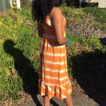 Sears Orange And White Striped Maxi Summer Dress Size XS Photo 1