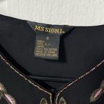 100 % Silk embroidered beaded Feather black long sleeve blouse size Photo 5