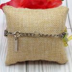 Coccinelle Silver Tone & Green Plastic Modern Art to Wear Bracelet 8" Photo 2