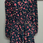 Free People  Flower Fields Emerald Combo Button Up Mini Dress Pockets Long Sleeve Photo 0