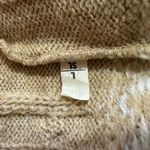 Vintage Tan White Snowflake Pattern Ribbed Braided Tight Knit Sweater Large Photo 14