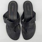 Vionic  Agave Comfort Toe‎ Post Sandal Flip Flop Black Leather Women 11 Comfort Photo 3