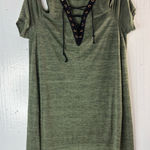 Vocal  L Lace Up Studded Cold Shoulder Tunic Top Photo 0