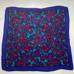 Floral Scarf Paisley Square Women Maximalist Eclectic Vintage Unique Bold Blue Photo 1