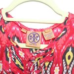 Tory Burch Red Multicolor Ikat Print Sleeveless Blouse Sz 2 Photo 3