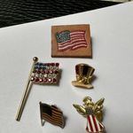 Lot Of 5 Brooch Pins American Flag / Angel / Hat Red White & Blue Patriotic Photo 2