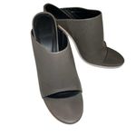 Tibi  Bee Brazilian Leather Open Toe Mules Storm Gray Stacked Wood Heel Size 40 Photo 9